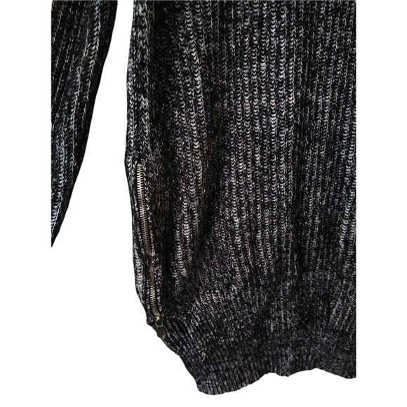 Zara Knit Black Ribbed Chunky Wool Turtleneck Sweater Blend Hi-Lo Hem Zip Small - Picture 8 of 14